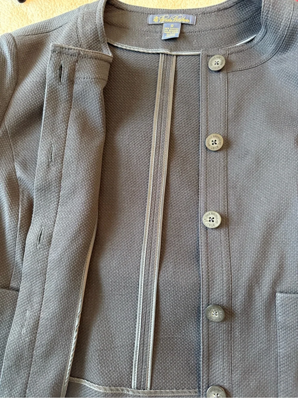 Brooks Brothers Textured Cotton Blazer Sweater Blazer Skirt Set Size 12 Career - Picture 14 of 16